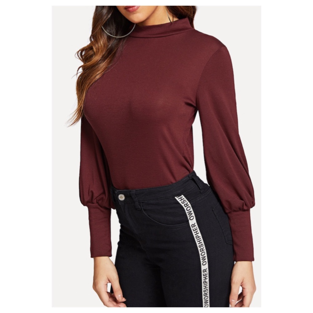 Bishop sleeve mock turtle neck - Picture 3 of 6